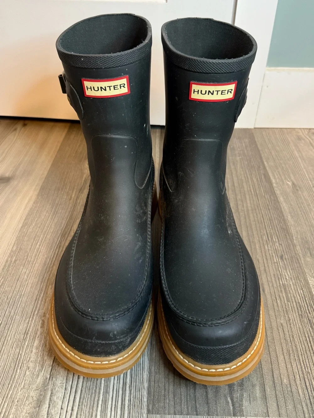 Hunter Black Moc-Toe Short Rain Boots